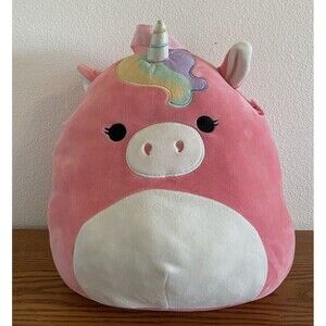 Squishmallow 12" Ilene the Unicorn Backpack Pink Plush Kellytoy